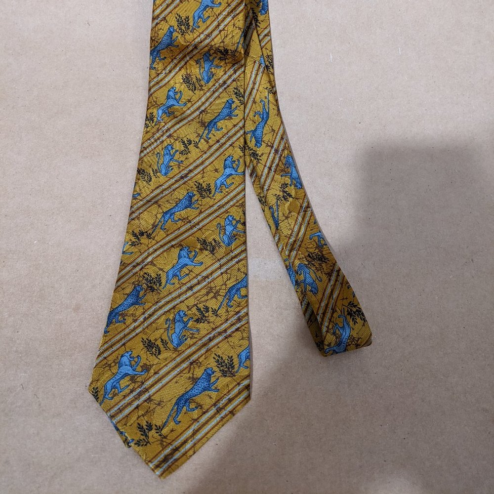 Brioni tie silk hand made in italy panther